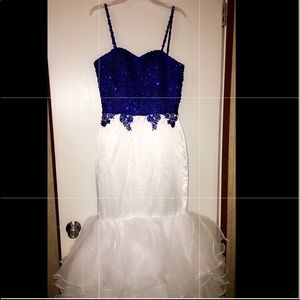Blue mermaid prom dress